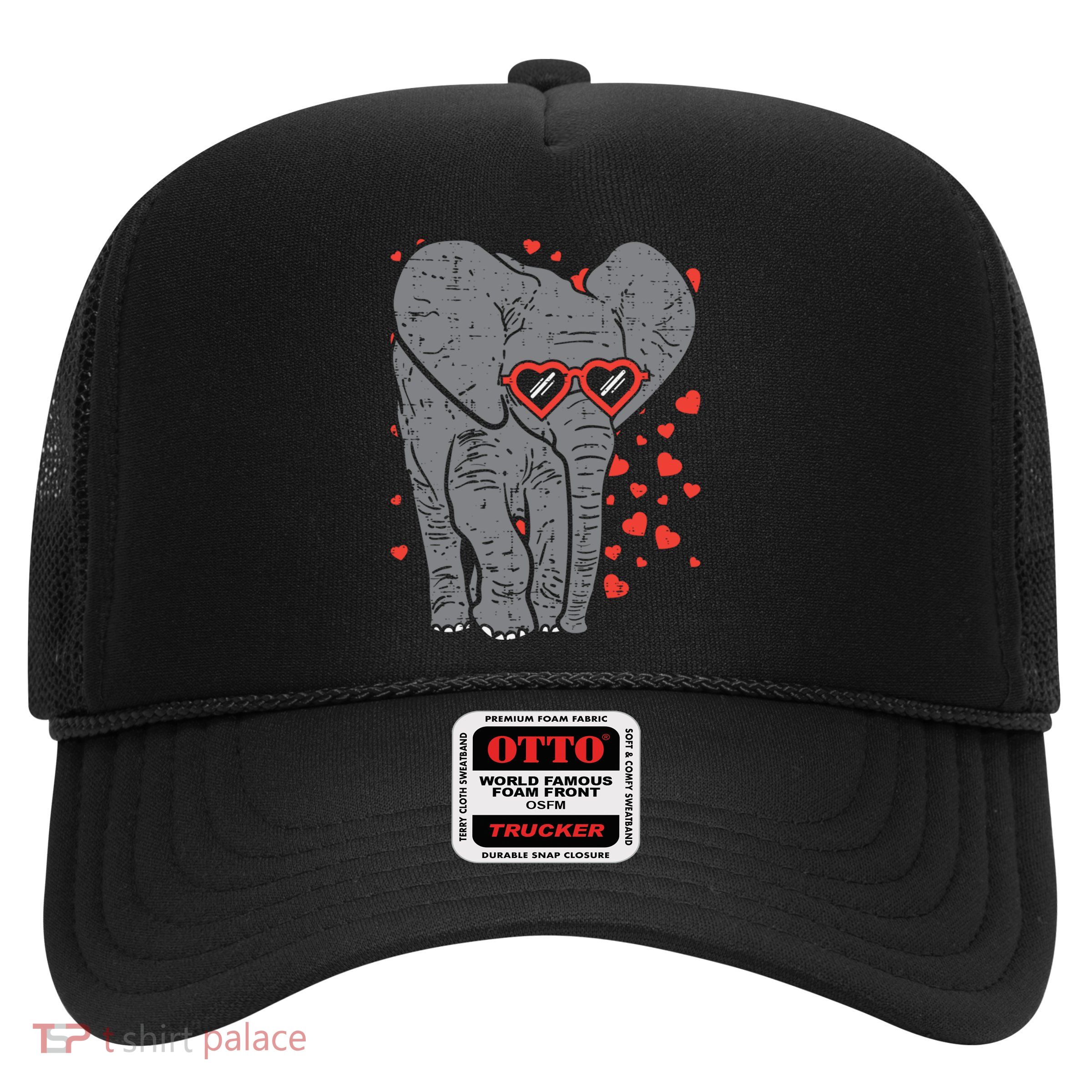 Elephant Heart Glasses Cute Valentines Day Animal Lover Gift Cool Gift Trucker Hat