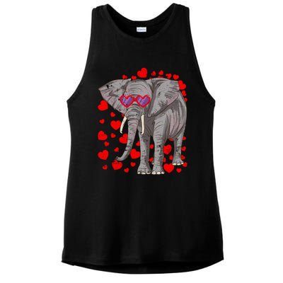 Elephant Heart Glasses Cute Valentines Day Animal Lover Gift Ladies PosiCharge Tri-Blend Wicking Tank