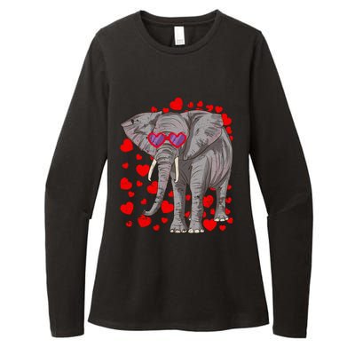 Elephant Heart Glasses Cute Valentines Day Animal Lover Gift Womens CVC Long Sleeve Shirt