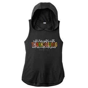 Enter His Gates With Thanksgiving And His Courts With Praise Ladies PosiCharge Tri-Blend Wicking Draft Hoodie Tank