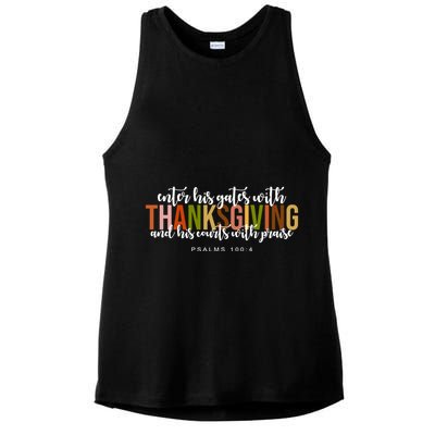 Enter His Gates With Thanksgiving And His Courts With Praise Ladies PosiCharge Tri-Blend Wicking Tank