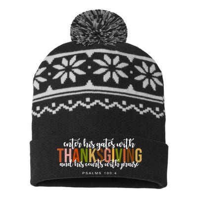 Enter His Gates With Thanksgiving And His Courts With Praise USA-Made Snowflake Beanie