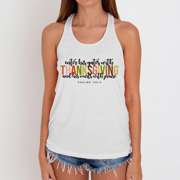 Enter His Gates With Thanksgiving And His Courts With Praise Women's Knotted Racerback Tank