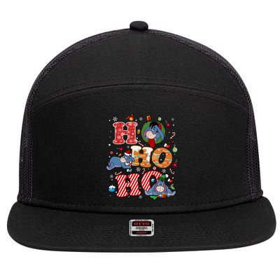 Eeyore Ho Ho Ho Cute Christmas Cute Lover Santa Claus 7 Panel Mesh Trucker Snapback Hat