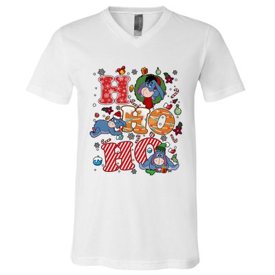 Eeyore Ho Ho Ho Cute Christmas Cute Lover Santa Claus V-Neck T-Shirt