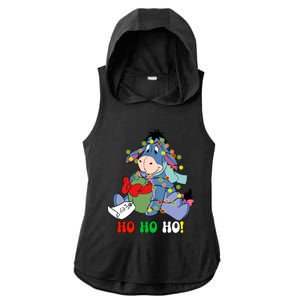 Eeyore Ho Ho Ho Cute Eeyore Merry Christmas Ladies PosiCharge Tri-Blend Wicking Draft Hoodie Tank