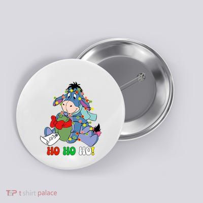 Eeyore Ho Ho Ho Cute Eeyore Merry Christmas Button