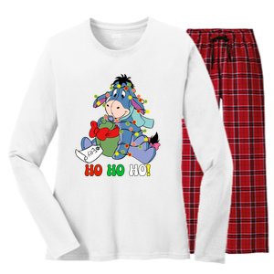 Eeyore Ho Ho Ho Cute Eeyore Merry Christmas Women's Long Sleeve Flannel Pajama Set 