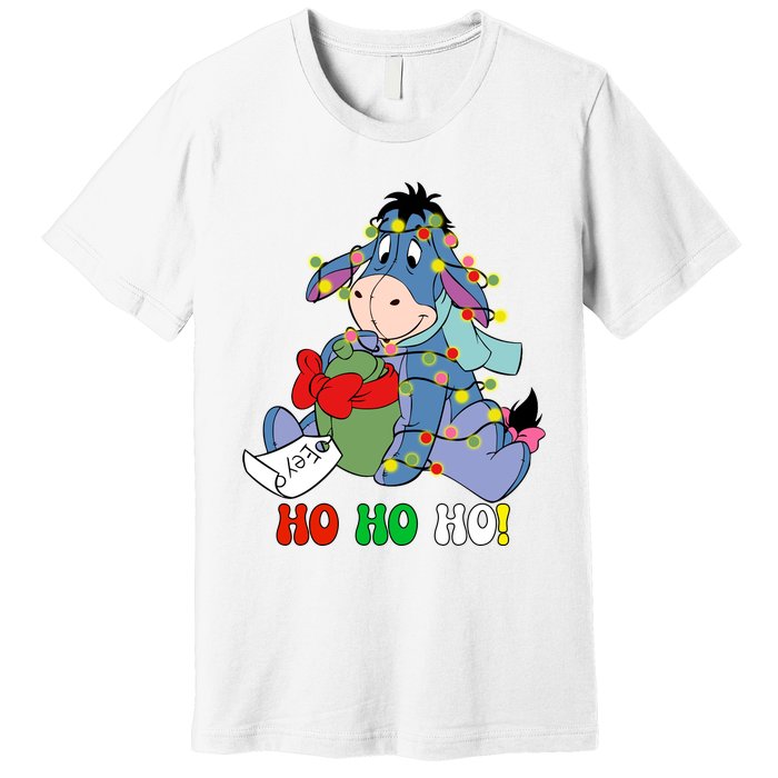 Eeyore Ho Ho Ho Cute Eeyore Merry Christmas Premium T-Shirt