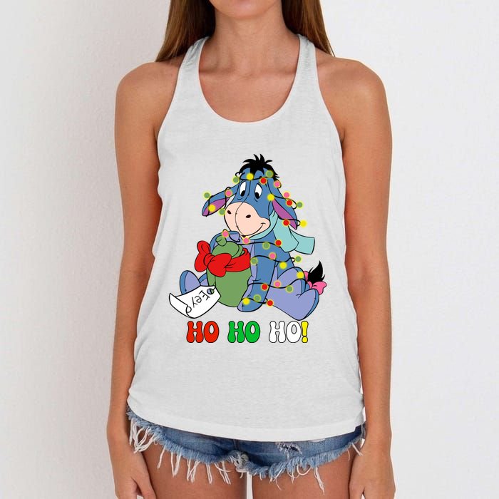 Eeyore Ho Ho Ho Cute Eeyore Merry Christmas Women's Knotted Racerback Tank