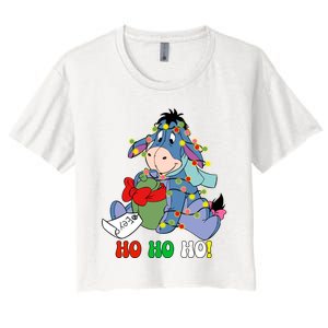 Eeyore Ho Ho Ho Cute Eeyore Merry Christmas Women's Crop Top Tee