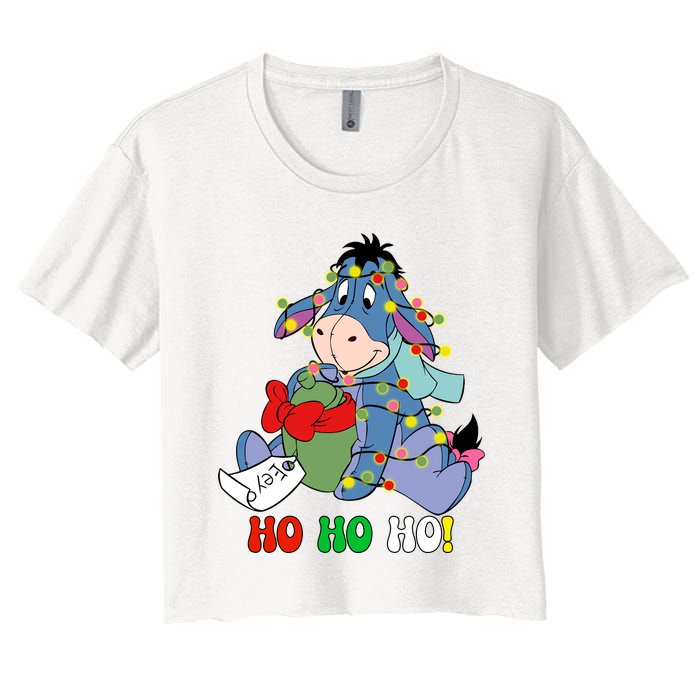 Eeyore Ho Ho Ho Cute Eeyore Merry Christmas Women's Crop Top Tee