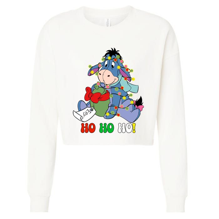 Eeyore Ho Ho Ho Cute Eeyore Merry Christmas Cropped Pullover Crew