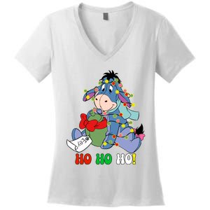 Eeyore Ho Ho Ho Cute Eeyore Merry Christmas Women's V-Neck T-Shirt