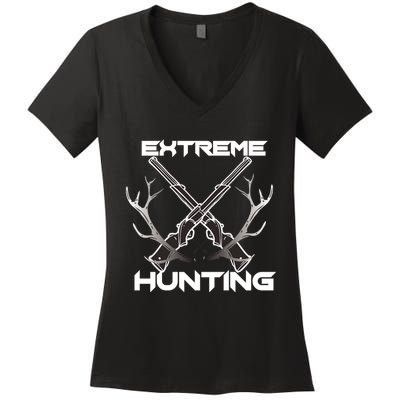 Extreme Hunting Hunter Gift Women's V-Neck T-Shirt