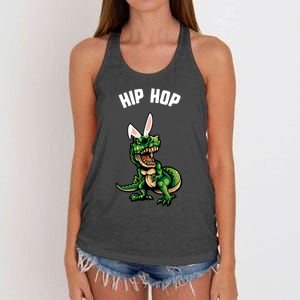 Easter Hip Hop Trex Dinosaur Bunny Ears Gift Spring Gift Women's Knotted Racerback Tank