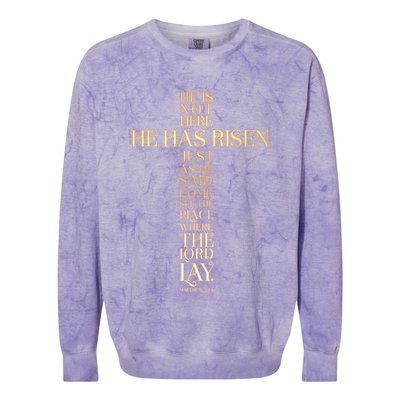Easter He Has Risen Scripture Cross Matthew 28 6 Colorblast Crewneck Sweatshirt