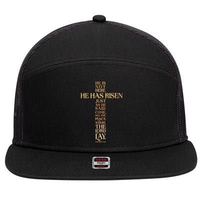 Easter He Has Risen Scripture Cross Matthew 28 6 7 Panel Mesh Trucker Snapback Hat