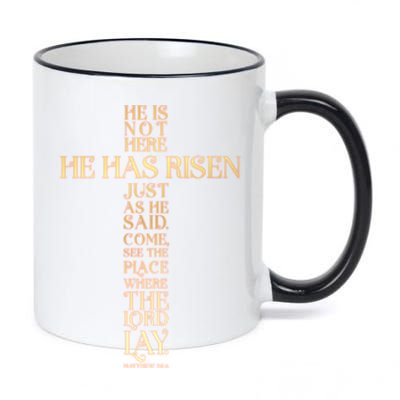 Easter He Has Risen Scripture Cross Matthew 28 6 11oz Black Color Changing Mug