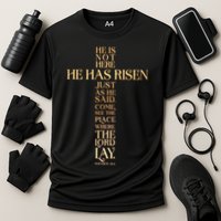 Easter He Has Risen Scripture Cross Matthew 28 6 Performance Shirt