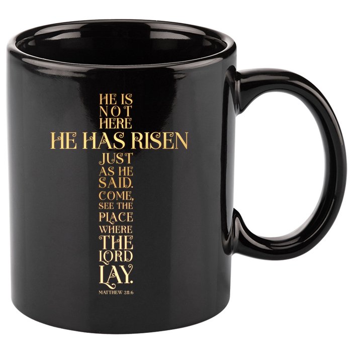 Easter He Has Risen Scripture Cross Matthew 28 6 11oz C Handle Ceramic Mug
