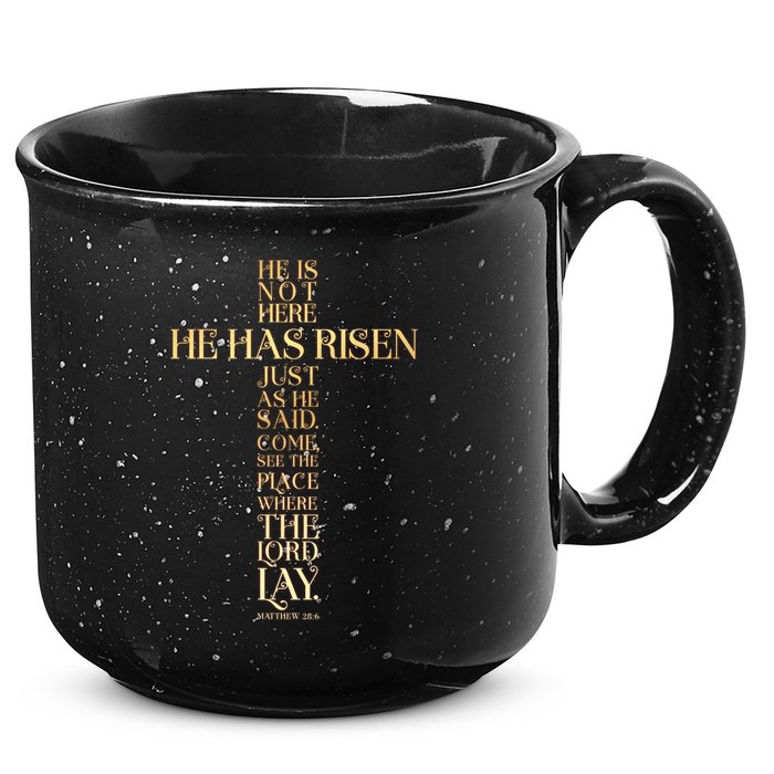 Easter He Has Risen Scripture Cross Matthew 28 6 15oz Campfire Ceramic Mug