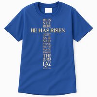 Easter He Has Risen Scripture Cross Matthew 28 6 Tall T-Shirt