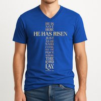Easter He Has Risen Scripture Cross Matthew 28 6 V-Neck T-Shirt