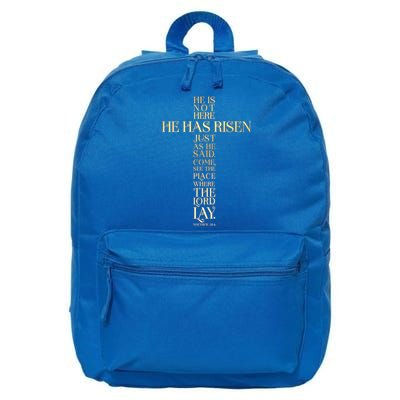 Easter He Has Risen Scripture Cross Matthew 28 6 16 in Basic Backpack
