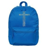 Easter He Has Risen Scripture Cross Matthew 28 6 16 in Basic Backpack