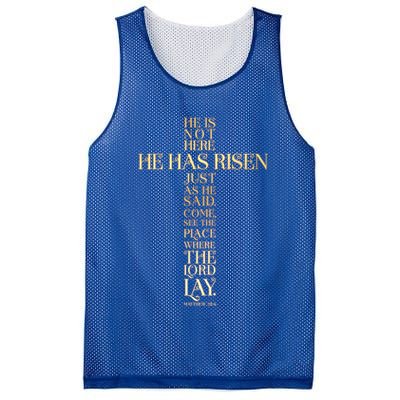 Easter He Has Risen Scripture Cross Matthew 28 6 Mesh Reversible Basketball Jersey Tank