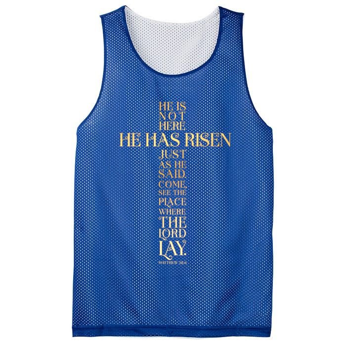 Easter He Has Risen Scripture Cross Matthew 28 6 Mesh Reversible Basketball Jersey Tank