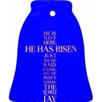 Easter He Has Risen Scripture Cross Matthew 28 6 Ceramic Bell Ornament