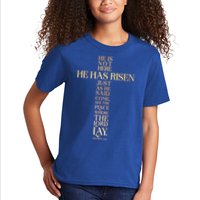 Easter He Has Risen Scripture Cross Matthew 28 6 Kids T-Shirt