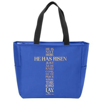 Easter He Has Risen Scripture Cross Matthew 28 6 Zip Tote Bag