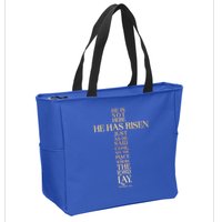 Easter He Has Risen Scripture Cross Matthew 28 6 Zip Tote Bag