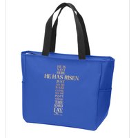 Easter He Has Risen Scripture Cross Matthew 28 6 Zip Tote Bag