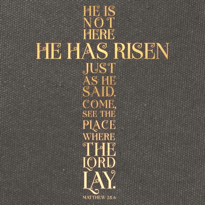 Easter He Has Risen Scripture Cross Matthew 28 6 Cotton Canvas Backpack
