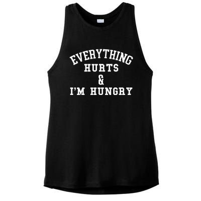 Everything Hurts & IM Hungry Running Marathon Runner Ladies PosiCharge Tri-Blend Wicking Tank