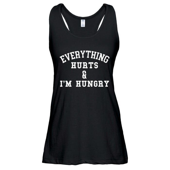 Everything Hurts & IM Hungry Running Marathon Runner Ladies Essential Flowy Tank