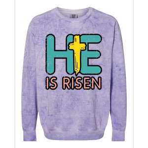 Easter He Is Risen Jesus Resurrection Christian Gift Colorblast Crewneck Sweatshirt