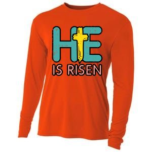 Easter He Is Risen Jesus Resurrection Christian Gift Cooling Performance Long Sleeve Crew