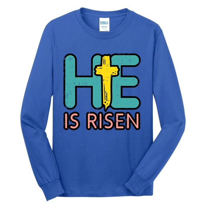 Easter He Is Risen Jesus Resurrection Christian Gift Tall Long Sleeve T-Shirt