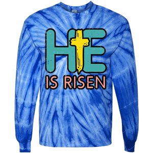 Easter He Is Risen Jesus Resurrection Christian Gift Tie-Dye Long Sleeve Shirt