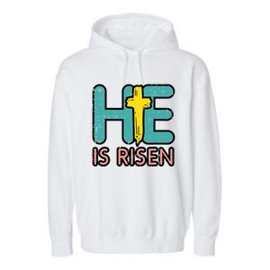 Easter He Is Risen Jesus Resurrection Christian Gift Garment-Dyed Fleece Hoodie