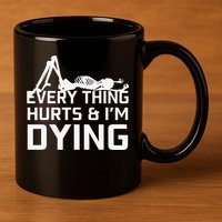 Everything Hurts & Im Dying Workout Funny Skeleton 11oz C Handle Ceramic Mug