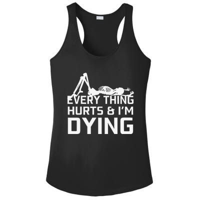 Everything Hurts & Im Dying Workout Funny Skeleton Ladies PosiCharge Competitor Racerback Tank