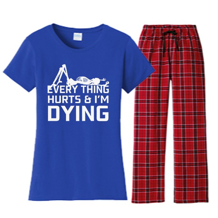 Everything Hurts & Im Dying Workout Funny Skeleton Women's Flannel Pajama Set