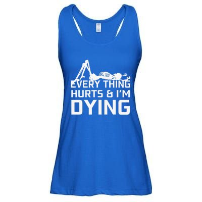 Everything Hurts & Im Dying Workout Funny Skeleton Ladies Essential Flowy Tank