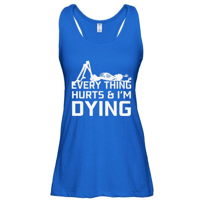 Everything Hurts & Im Dying Workout Funny Skeleton Ladies Essential Flowy Tank